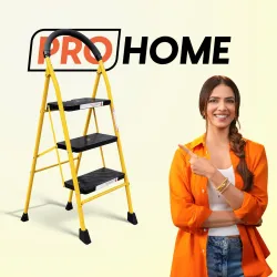 ProHome 3 Step Foldable Steel Ladder for Home