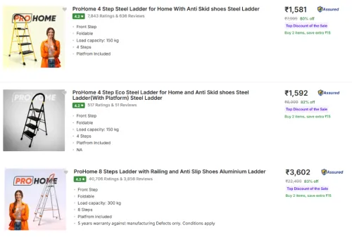 Image of ProHome Step Ladders upto 83% Discount