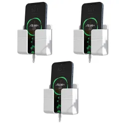 Prolet Wall Mounted Mobile Holder Storage Case for Remote, Wall Mounted Mobile Stand/Multi Purpose Stand with Hole for Phone Charging (White-P3, Pack of 3)