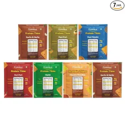 Prolicious Assorted Protein Thins Pack of 7 | Multiflavour Healthy Snack Combo | High Protein & Fibre-Rich Khakhra Thins