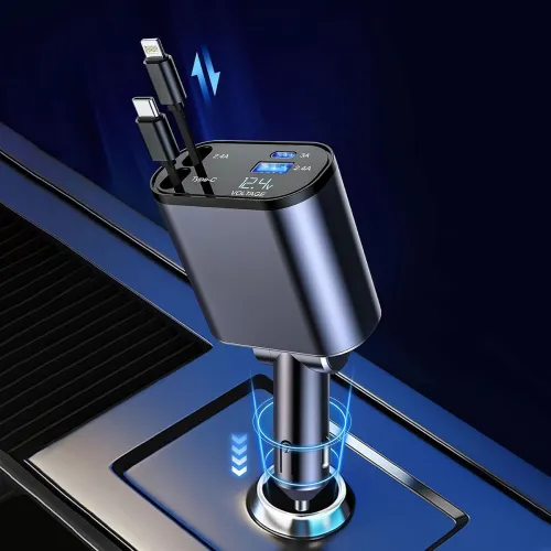 Image of PROODOS Car Charger Type C 4-in-1 Retractable Car 