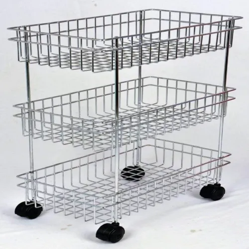 Image of protiblesales 3 Layer Fruit and Vegetable Stand Basket Trolley Moden Onion Potato Kitchen Storage Steel Rack Stainless S
