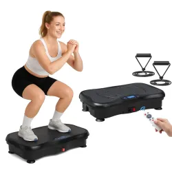 Proton™ Vibration Plate Exercise Machine – Whole Body Vibration Platform with Resistance Bands & Remote Control, Fitness