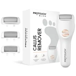 PROTOUCH Bliss Callus Remover | Rechargeable Electric Foot Scrubber for Dead Skin & Cracked Heels | 3 Roller Heads, 2 Sp