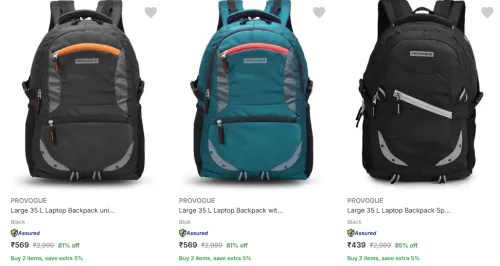 Image of Provogue Backpacks at minimum 72% Discount