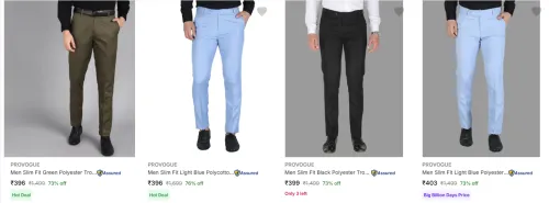 Image of Provogue Men's Trousers upto 76% Discount