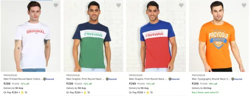Image of Provogue Men's T Shirts at minimum 70% Discount
