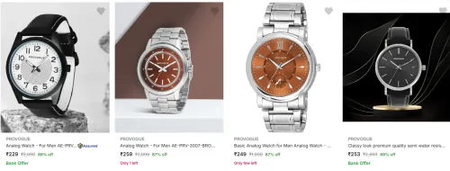 Image of Provogue Men's Wrist Watches upto 89% Discount | Starting at ₹229