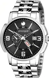 PROVOGUE Original Sliver Plated Day and Date Funtioning Analog Watch - For Men SK-PG-4075-BLK-SLVR Basic Analog Watch f