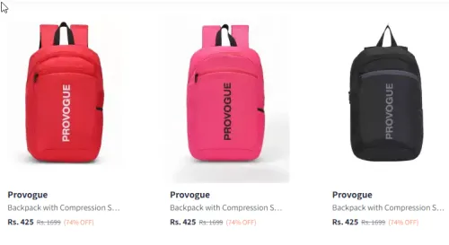 Image of Provogue Unisex Backpack at Starting @ ₹425