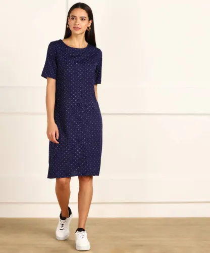 Image of PROVOGUE  Women Shift Dark Blue Dress