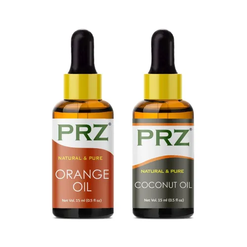 Image of PRZ Combo of Orange Essential Oil & Cold Pressed Extra Virgin Coconut Carrier Oil, 100% Pure Natural & Therapeutic Grade