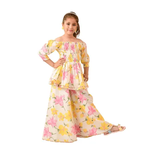 Image of PS PEACHES Girls Kurta with Sharara
