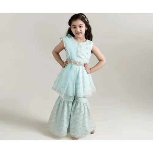 Image of Pspeaches Girl's Polyester Regular Kurta & Sharara