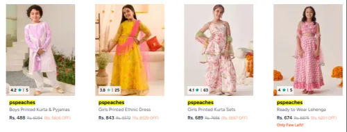 Image of Pspeaches Girls Printed Maxi Dress Set Upto 90% OFF
