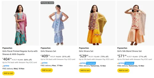 Image of Pspeaches Girls Sharara Set upto 91% Discount