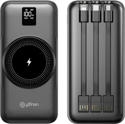 PTron 10000 mAh 22.5 W Power Bank (Black, Lithium Polymer, Fast Charging for Mobile)