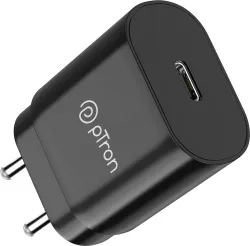 PTron 25 W PD 3 A Wall Charger for Mobile  (Black)