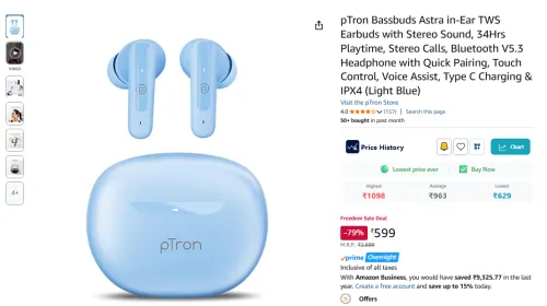 Image of pTron Bassbuds Astra in-Ear TWS Earbuds