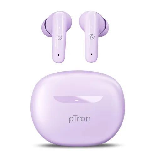 Image of pTron Bassbuds Astra in-Ear TWS Earbuds 34Hrs Playtime Type C Charging & IPX4 (Lilac)