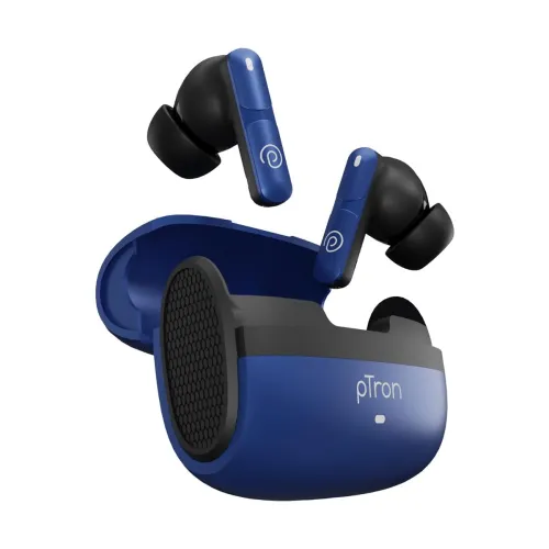 Image of pTron Bassbuds Blaze in-Ear TWS Earbuds w/ 13mm Drivers, 50Hrs Playtime, AI-ENC Clear Calls, Bluetooth V5.4 Wireless Hea