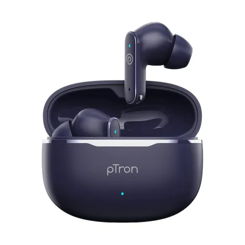 Image of pTron Bassbuds Eon in-Ear TWS Earbuds w/ 13mm Drivers, 45Hrs Playtime, Dual HD Mic & AI-ENC Calls, Custom EQ, Mobile App