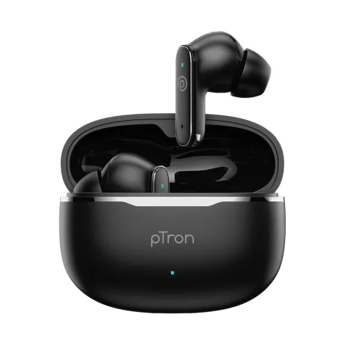 Image of pTron Bassbuds Eon in-Ear TWS Earbuds w/ 13mm Drivers, 45Hrs Playtime, Dual HD Mic & AI-ENC Calls, Custom EQ, Mobile App