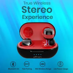 PTron Bassbuds Evo Bluetooth  (Black, Red, True Wireless)