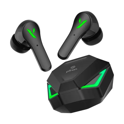 Image of pTron Bassbuds Rogue TWS Earbuds, 50H Playtime (Black)