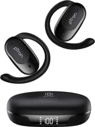 pTron Bassbuds Senz TWS (50H Playtime, Open-Ear, ENC Calls, Black)