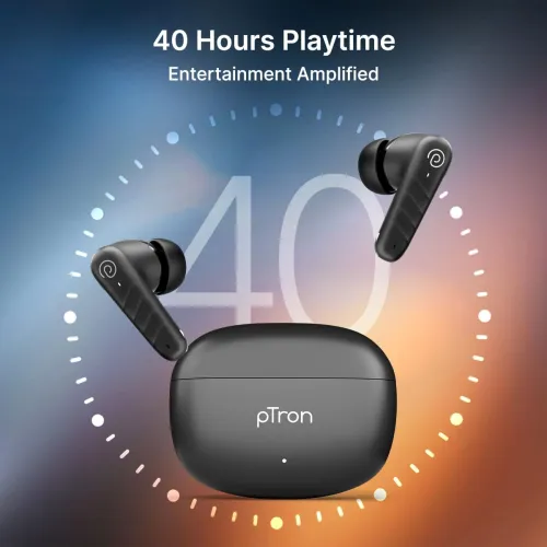 Image of pTron Bassbuds Spark in-Ear TWS Earbuds with Stereo Sound, 40Hrs Playtime.