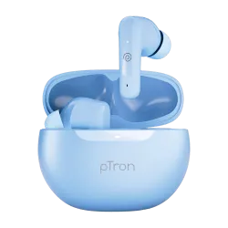 PTron Bassbuds Vibe w / 34hrs Playtime, Mobile App, Clear Calls, 13mm Drivers,BT5.3 Bluetooth Headset (Blue, True Wireless)