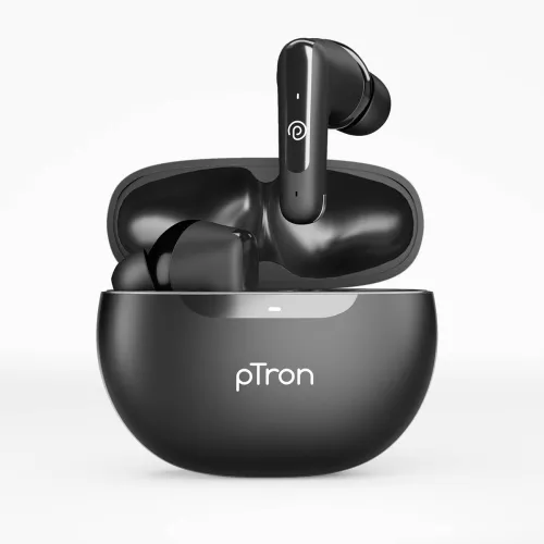 Image of PTron Bassbuds Vibe w/ 34 Hrs Playback,Clear Calls,13mm Dynamic Drivers,Bluetooth V5.3 Bluetooth  (Black, True Wireless)