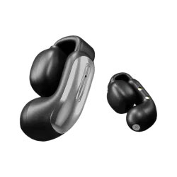 PTron Bassbuds Vortex w/ 50Hrs Playtime, Open-Earclips, Pristine Audio, AI-ENC Calls Bluetooth Headset (Black, True Wire