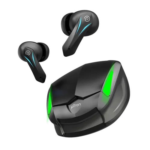 Image of pTron Basspods Flare TWS Earbuds Bluetooth 5.3 40ms Low Latency Gaming AI-ENC IPX4