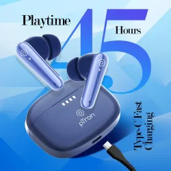 pTron Basspods Tour TWS Earbuds with 3D AudioScape, 45Hrs Playtime, TruTalk AI-ENC Calls, 50ms Low Latency Sync, BT v5.3