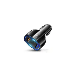 pTron Bullet Pro 36W Type-C/PD 3 Port Fast Car Charger Adapter, Compatible with All Smartphones, Tablets & Other USB Powered Devices (Pearl Black)