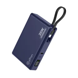 pTron Dynamo Sprint 20000mAh 35W Super Fast Charging, USB Type-C Input Power Bank Compatible with QC3.0/PD3.0, Built-in Charging Cable, 3 Charging Outputs, Type-C Input/Output Port (Indigo B...