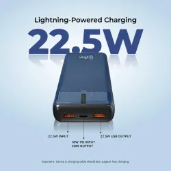 pTron Dynamo Surge 20000mAh 22.5W Fast Charging Power Bank, Supports VOOC/Wrap/Dash USB Charging
