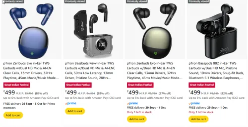 Image of Ptron Earbuds Starting @ ₹499