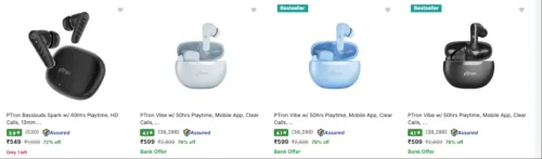 Image of Ptron Earbuds starting From ₹549