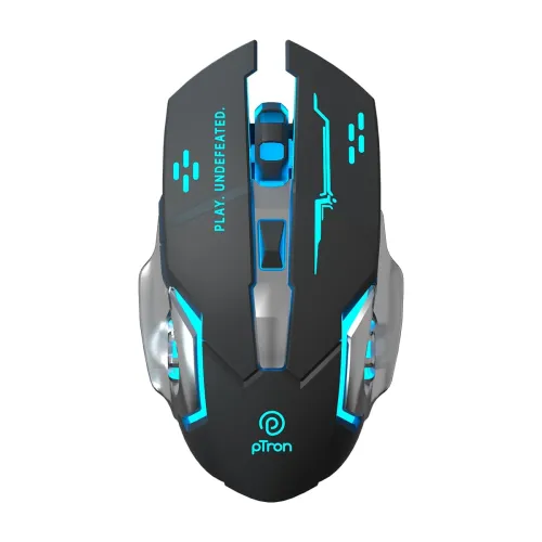 Image of pTron Flick M2 Wireless Gaming Mouse w/RGB Lights, Precision Tracking, Dual Wireless Modes-BT & 2.4GHz, 6 Buttons, Thumb