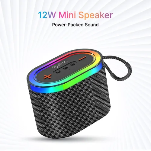 Image of pTron Fusion Pop 12W Bluetooth Speaker with Pristine Sound, 10hrs Playback, Rhythmic RGB LEDs