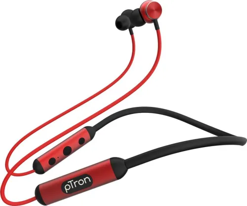Image of PTron InTunes Ultima With Mega Bass Bluetooth  (Black, Red, In the Ear)