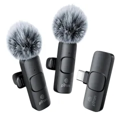 pTron KWM-1 Omnidirectional Type C Wireless Microphone w/DSP Noise Cancellation, Plug & Play, 25m Wireless Range, Lapel 