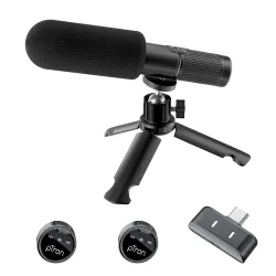 pTron KWM4 3in1 Wireless AI-Noise Cancellation Microphone, 2.4GHz, 360° Sound Capture, 80m Range, 40hrs Battery, Reverb Mode, Type-C Receiver, Magnetic Clip-on Mic for Interviews & Vlogging....