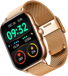 PTron Reflect Callz Smartwatch (Gold Strap, Free Size)