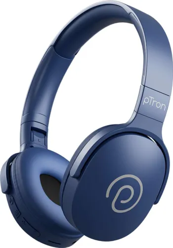 Image of PTron Studio w/ 60hrs Playtime, Dual-device Pairing, HD Mic, 40mm Drivers, BT5.4 Bluetooth Headset (Blue, On the Ear)