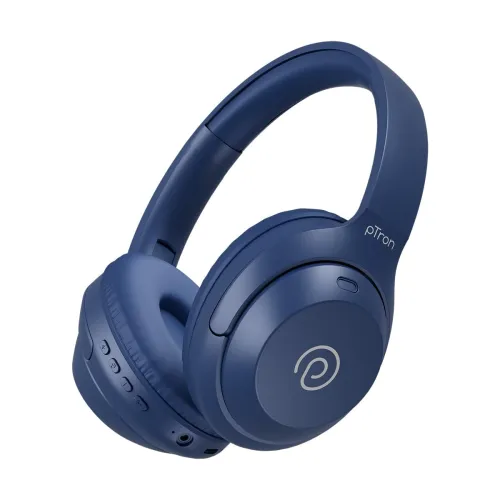 Image of pTron Studio Classic w/ 75Hrs Playtime, Wireless Over Ear Headphones w/HD Mic, Dual Device Pairing, TruTalk AI-ENC Calls