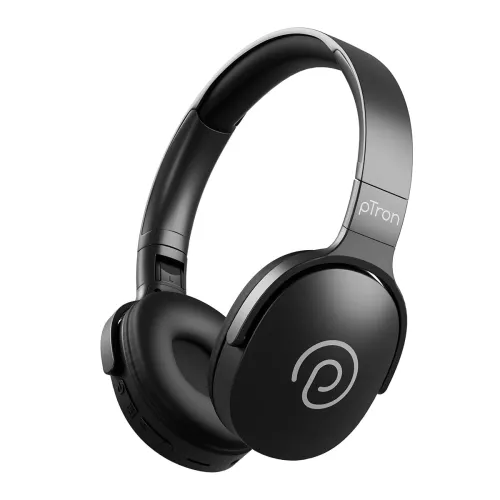 Image of pTron Studio w/ 60Hrs Playtime, Wireless Over-Ear Headphones with HD Mic, Immersive Sound, 40mm Drivers, BT5.4, Dual-Dev